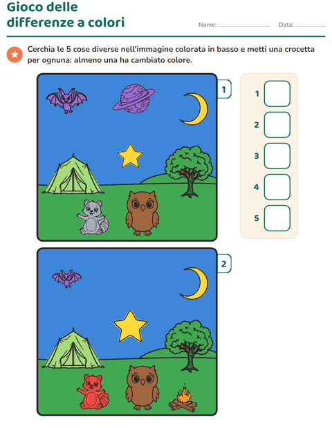 Anteprima della scheda di Gioco delle differenze per Scuola dell'infanzia (5-7 anni)
