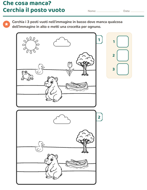 Anteprima della scheda di Gioco delle differenze per Scuola dell'infanzia (5-7 anni)