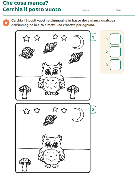 Anteprima della scheda di Gioco delle differenze per Scuola dell'infanzia (5-7 anni)