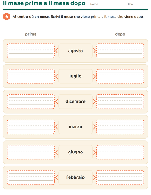 Il mese prima e il mese dopo