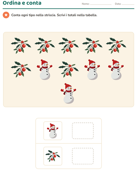 Anteprima della scheda di Grafici e dati con Natale per Scuola primaria classe prima