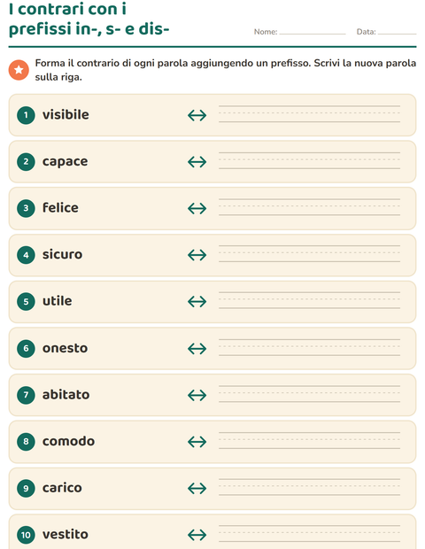Anteprima della scheda di I contrari per Scuola primaria classe seconda