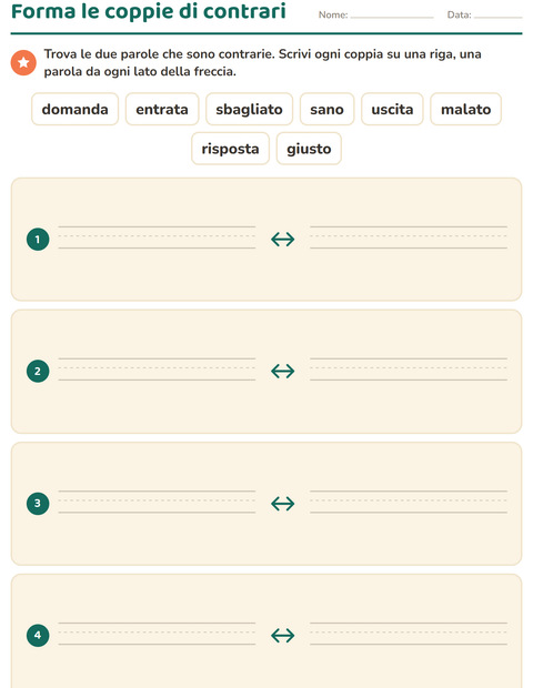 Anteprima della scheda di I contrari per Scuola primaria classe prima
