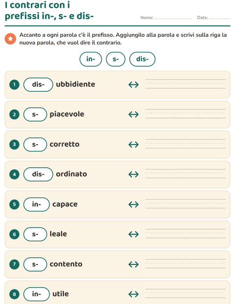 Anteprima della scheda di I contrari per Scuola primaria classe seconda