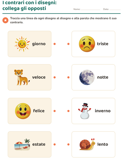Anteprima della scheda di I contrari per Scuola dell'infanzia (5-7 anni)