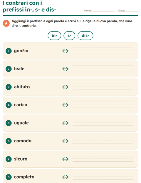 Anteprima della scheda di I contrari per Scuola primaria classe seconda