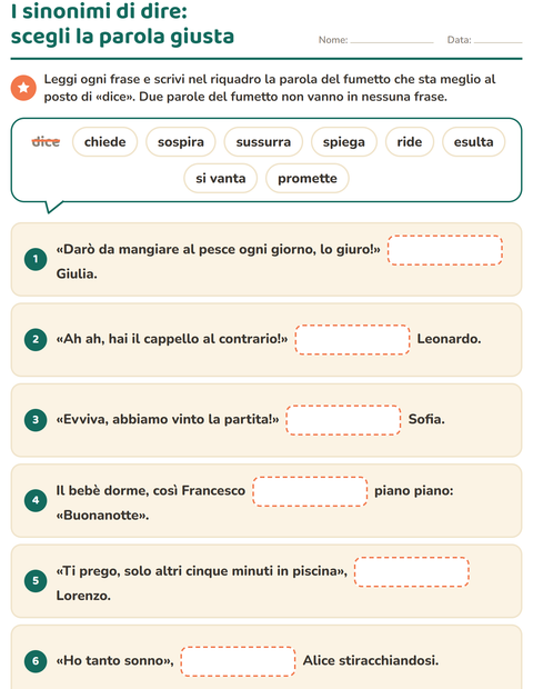 Anteprima della scheda di I sinonimi per Scuola primaria classe seconda