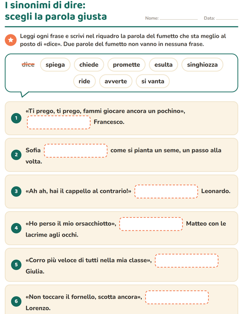 Anteprima della scheda di I sinonimi per Scuola primaria classe seconda