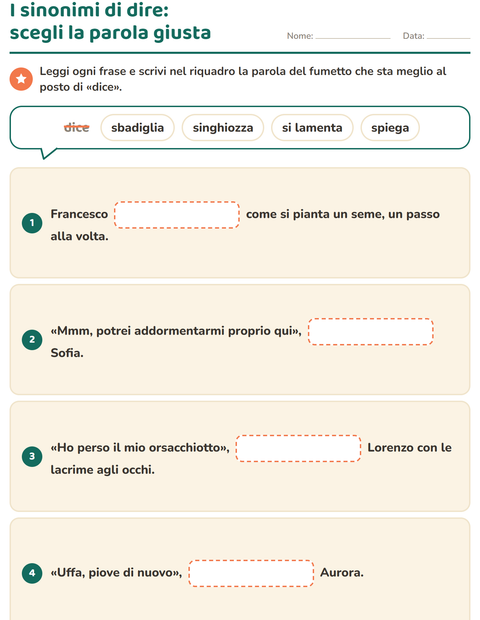 Anteprima della scheda di I sinonimi per Scuola primaria classe seconda