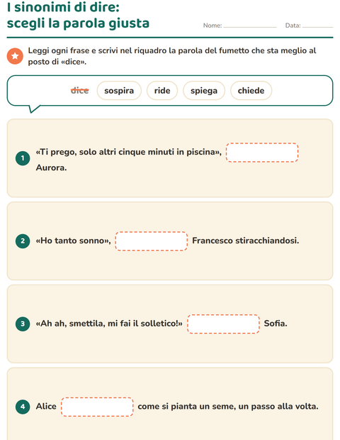 Anteprima della scheda di I sinonimi per Scuola primaria classe seconda