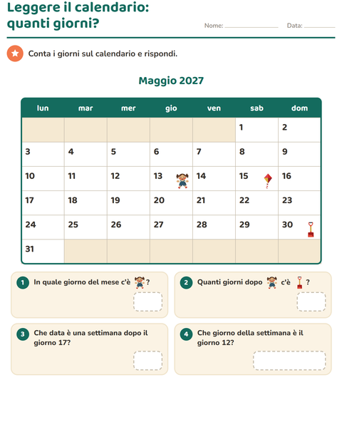 Anteprima della scheda di Il calendario per Scuola primaria classe seconda
