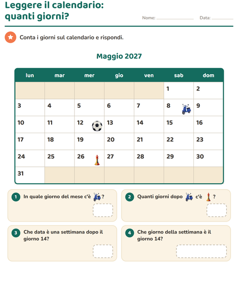 Anteprima della scheda di Il calendario per Scuola primaria classe seconda