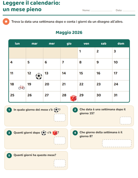 Anteprima della scheda di Il calendario per Scuola primaria classe seconda
