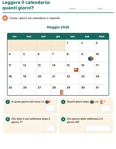 Anteprima della scheda di Il calendario per Scuola primaria classe seconda
