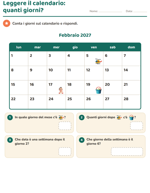 Anteprima della scheda di Il calendario per Scuola primaria classe seconda