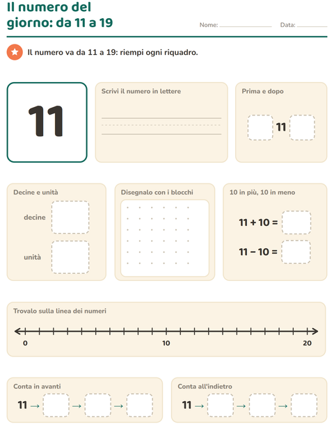 Anteprima della scheda di Il numero del giorno per Scuola primaria classe prima