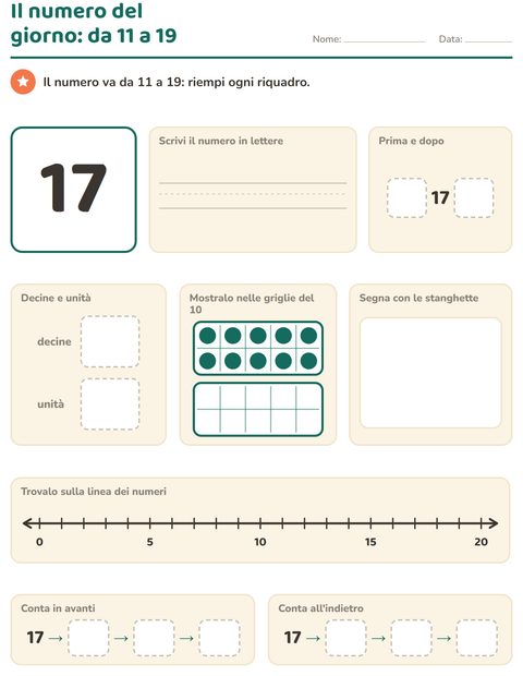 Anteprima della scheda di Il numero del giorno per Scuola primaria classe prima