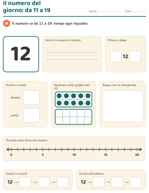 Anteprima della scheda di Il numero del giorno per Scuola primaria classe prima