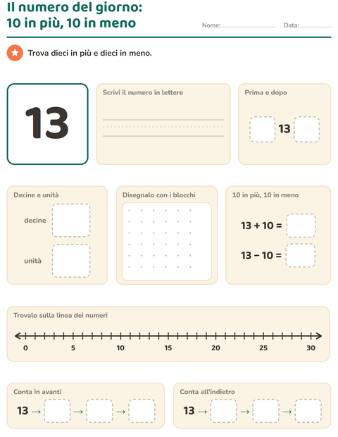 Anteprima della scheda di Il numero del giorno per Scuola primaria classe prima
