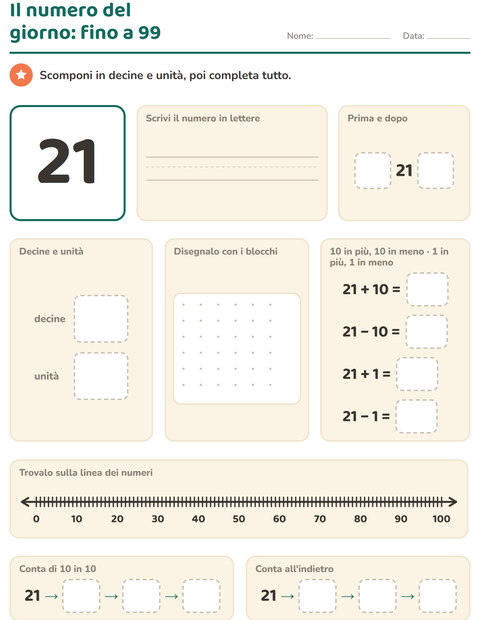 Anteprima della scheda di Il numero del giorno per Scuola primaria classe prima