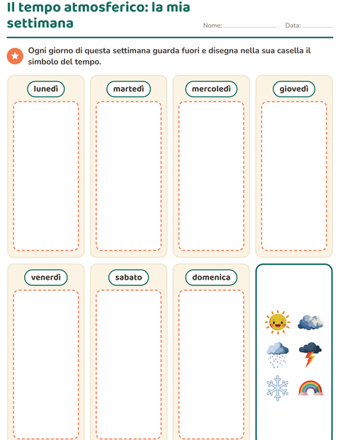 Anteprima della scheda di Il tempo atmosferico per Scuola dell'infanzia (5-7 anni)