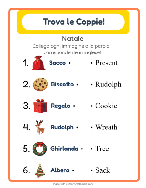 Abbina immagini e parole in inglese – Natale
