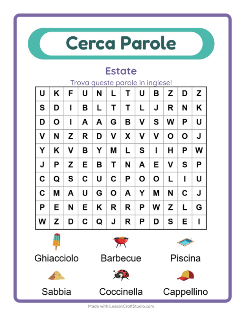 Anteprima di Imparare l’inglese: Estate – parole nascoste per bambini