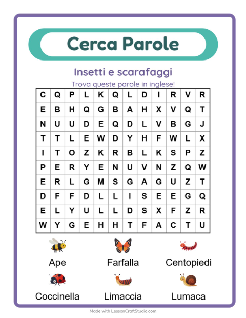 Anteprima di Imparare l’inglese: Insetti e scarafaggi – parole nascoste per bambini