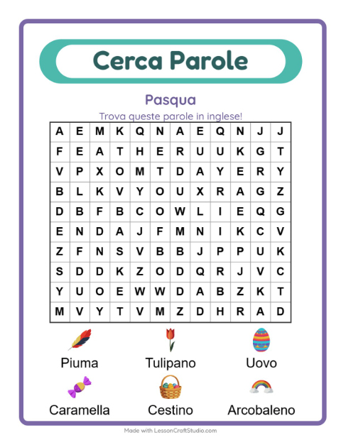Parole nascoste in inglese – Pasqua