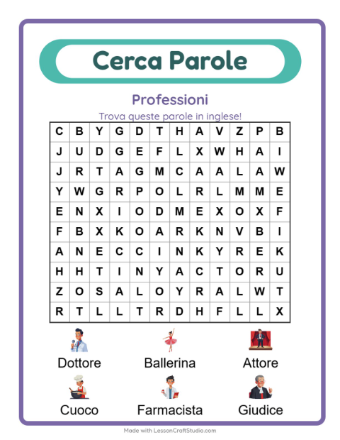 Parole nascoste in inglese – Professioni