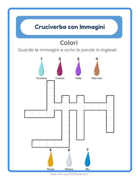 Cruciverba illustrato in inglese – Colori
