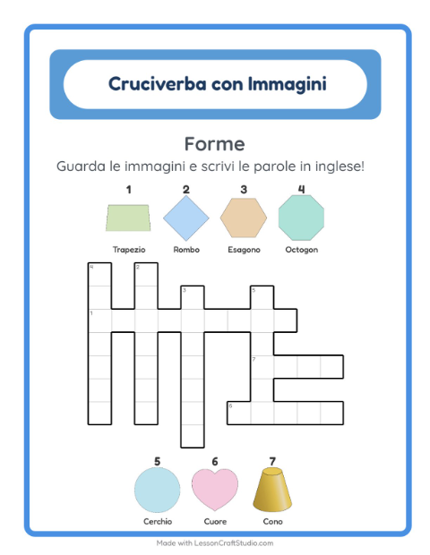 Cruciverba illustrato in inglese – Forme