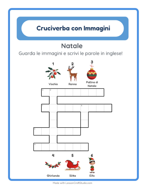 Anteprima di Imparare l’inglese: Natale – cruciverba per bambini