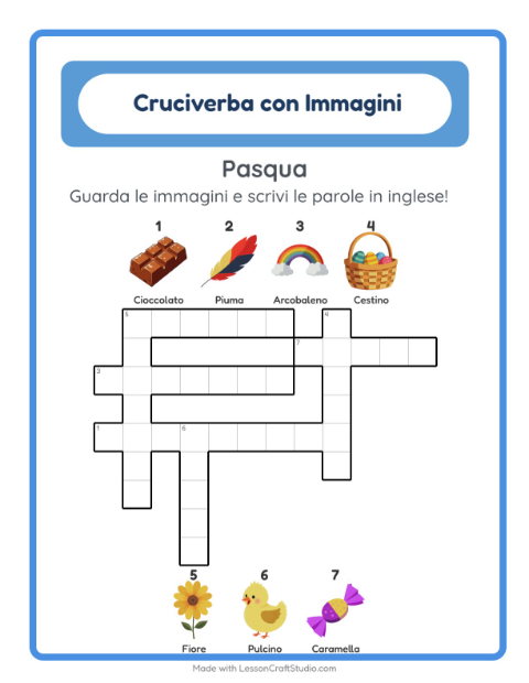 Cruciverba illustrato in inglese – Pasqua