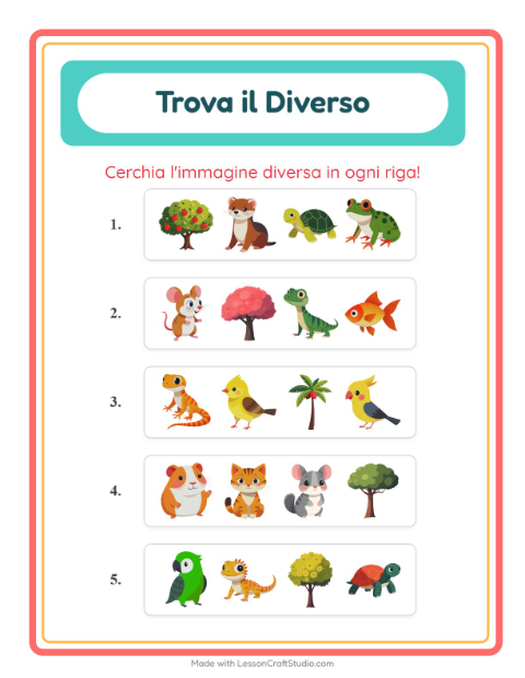 Anteprima della scheda di L'intruso con Animali domestici per Scuola dell'infanzia (5-7 anni)