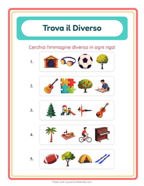 Anteprima della scheda di L'intruso con Attività per Scuola dell'infanzia (5-7 anni)