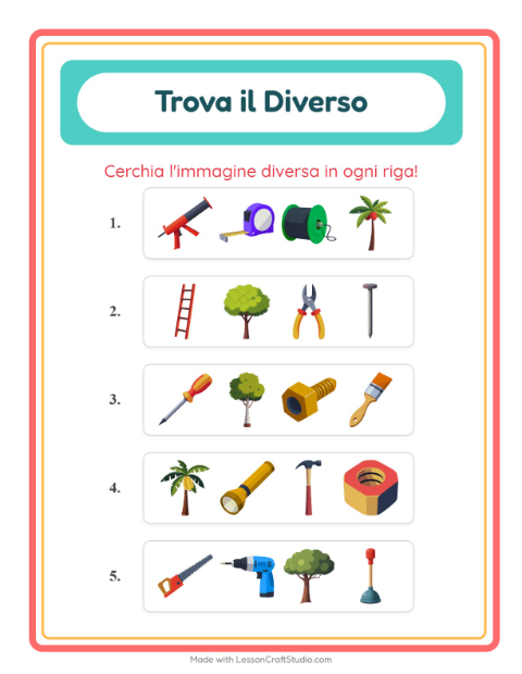 Anteprima della scheda di L'intruso con Attrezzi per Scuola dell'infanzia (5-7 anni)