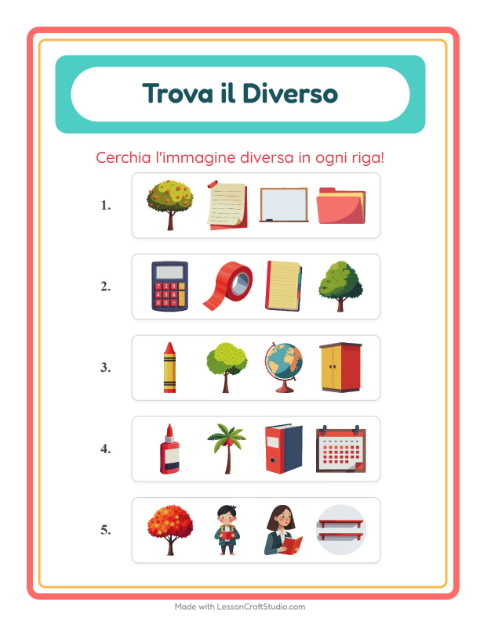 Anteprima della scheda di L'intruso con Aula per Scuola dell'infanzia (5-7 anni)