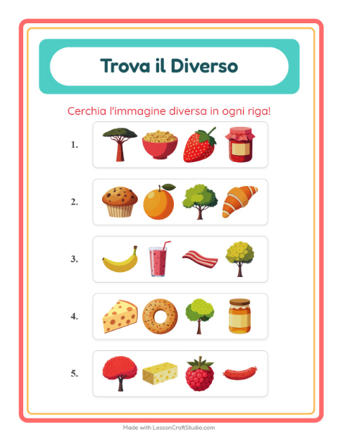 Anteprima della scheda di L'intruso con Colazione per Scuola dell'infanzia (5-7 anni)