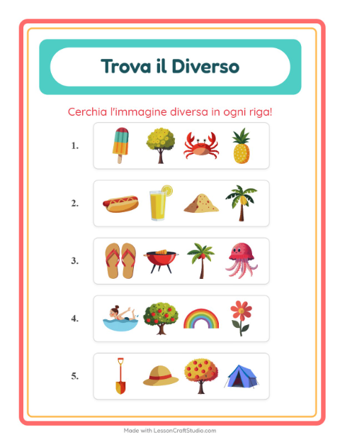 Anteprima della scheda di L'intruso con Estate per Scuola dell'infanzia (5-7 anni)