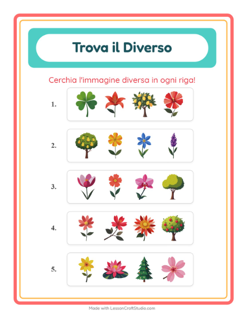 Anteprima della scheda di L'intruso con Fiori per Scuola dell'infanzia (5-7 anni)