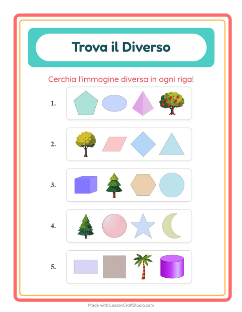 Anteprima della scheda di L'intruso con Forme per Scuola dell'infanzia (5-7 anni)