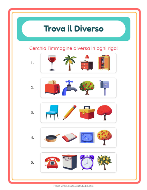 Anteprima della scheda di L'intruso con In giro per casa per Scuola dell'infanzia (5-7 anni)