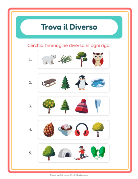 Anteprima della scheda di L'intruso con Inverno per Scuola dell'infanzia (5-7 anni)