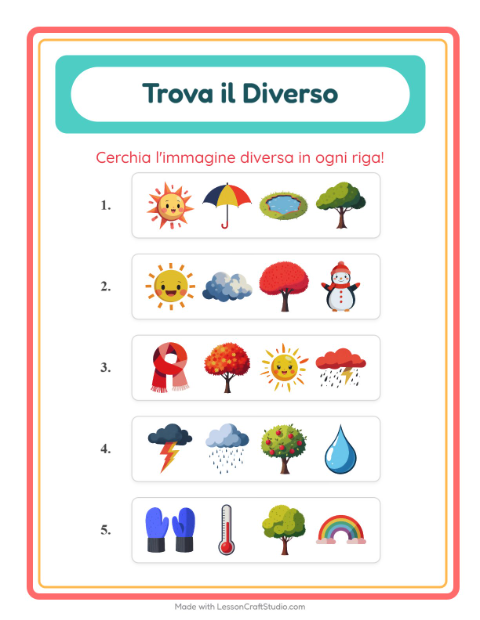 Anteprima della scheda di L'intruso con Meteo per Scuola dell'infanzia (5-7 anni)