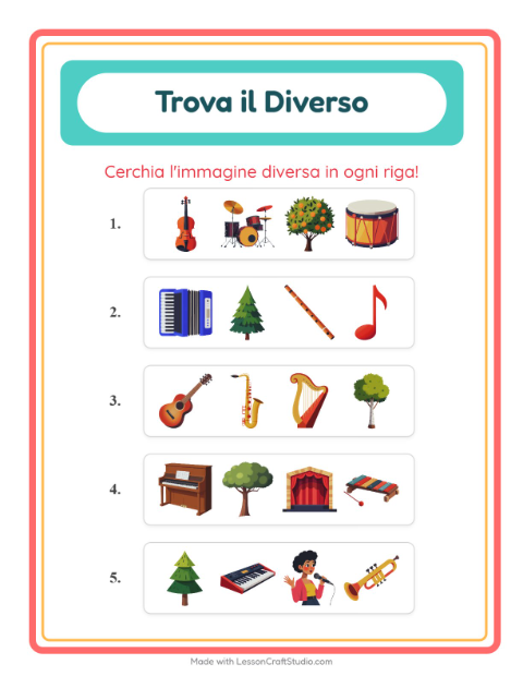 Anteprima della scheda di L'intruso con Musica per Scuola dell'infanzia (5-7 anni)