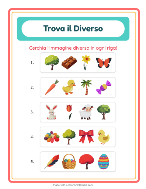 Anteprima della scheda di L'intruso con Pasqua per Scuola dell'infanzia (5-7 anni)