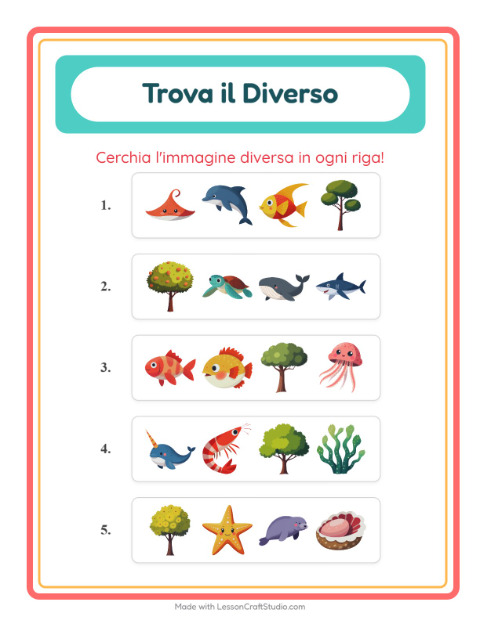 Anteprima della scheda di L'intruso con Vita oceanica per Scuola dell'infanzia (5-7 anni)