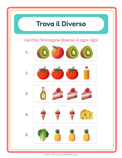 Anteprima della scheda di L'intruso con Al supermercato per Scuola dell'infanzia (5-7 anni)