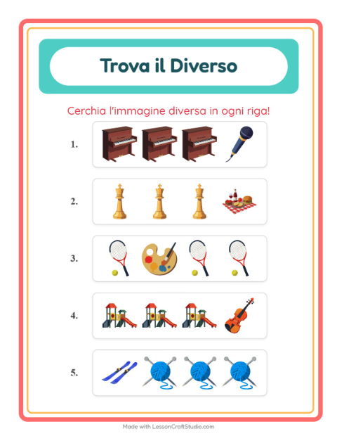 Anteprima della scheda di L'intruso con Attività per Scuola dell'infanzia (5-7 anni)